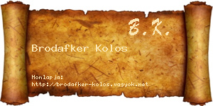 Brodafker Kolos névjegykártya